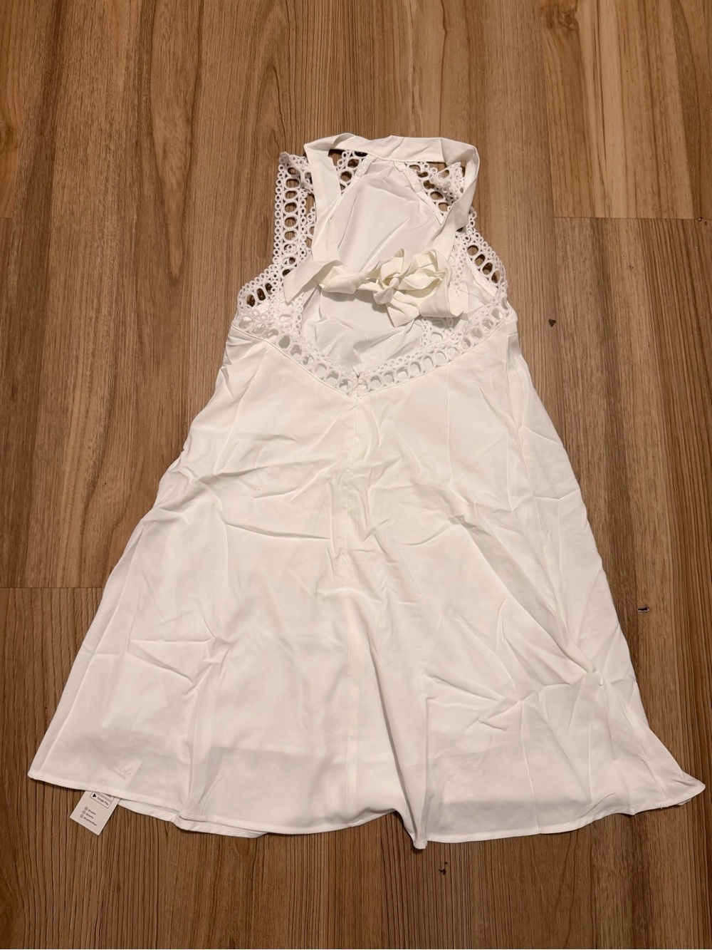 Cupshe White Halter Mini Dress with Crochet Trim - Picture 4 of 5